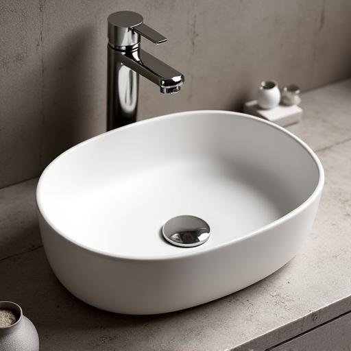 A stylish countertop ceramic basin on a stone surface